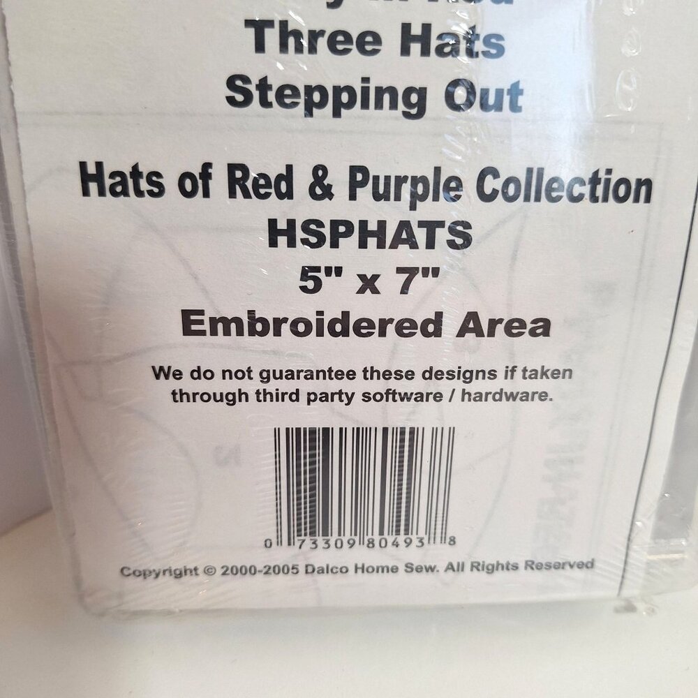 EasyStitch Applique Hats Of Red & Purple Collection Sew Disk 5x7 Embroidered Set - Picture 3 of 8
